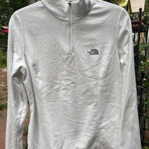 The North Face TNF Fleece Jacket Coat White  Nice Condition Womens Large